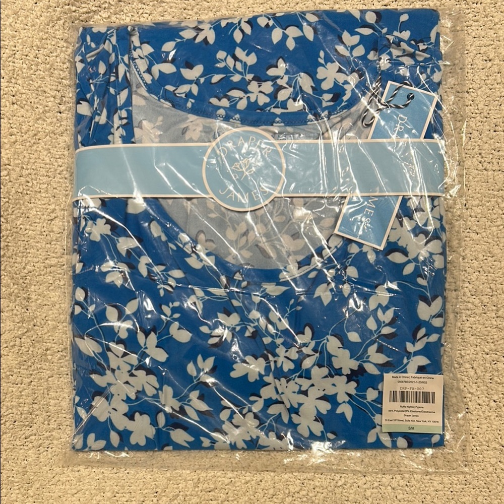 Brand New! Draper James Blue and White Floral ruffle nightie S/M